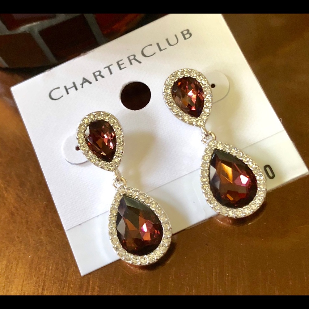 SilverTone Large Crystal & Pavé Drop Earrings 🌹